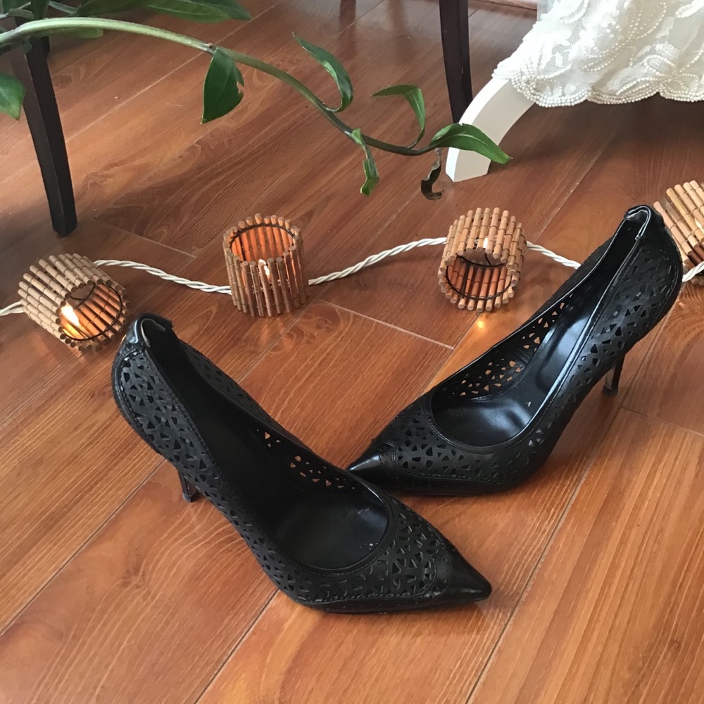 Rachel Roy laser cut leather pointed toe pumps